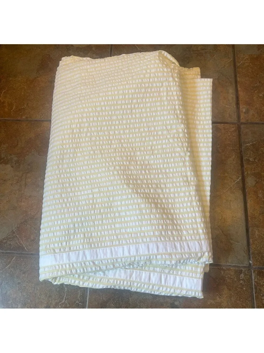 Cuddledown Queen Flat Sheet Yellow Stripe Cotton Portugal